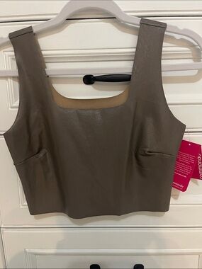 Commando Taupe Faux Leather Square-Neck Crop Top